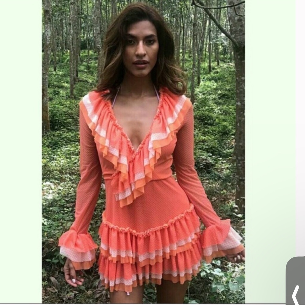 New! We Are HAH “Mags About You” RARE Color Ruffle Lace Dress 🍑 XS NWT! - Picture 9 of 15